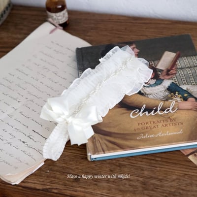 M-KIDS15｜(55-95cm) 2色抓皺波浪蕾絲髮帶6