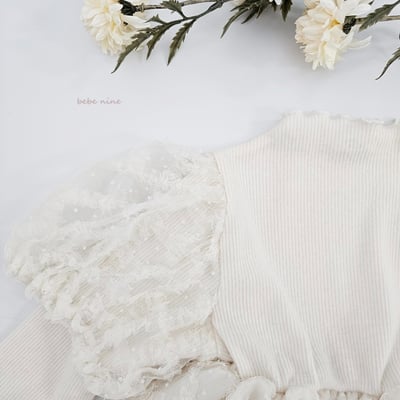 bebe nine43 (65cm-115cm) 2色公主袖蕾絲薄紗洋裝9