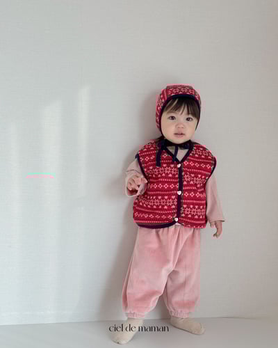 Cieldemaman10｜(6M~24M)  2色雪花針織背心含帽子15
