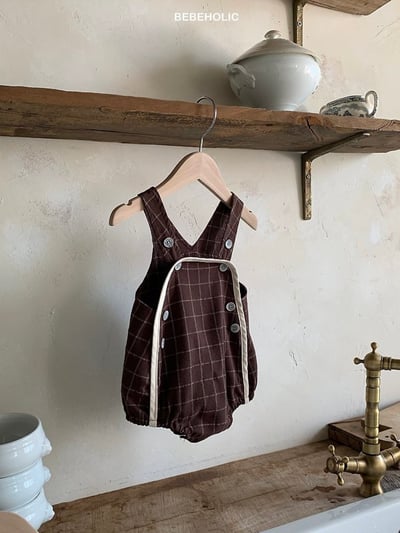 Bebe holic13｜(3m-18m) 曲奇格背帶褲4