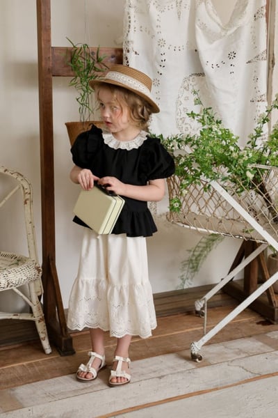 FLO02｜(75-140) 三色蕾絲蛋糕襯衫15