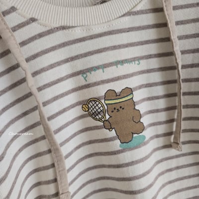 Choucream01｜(6m-18m) 羽球小熊條紋上衣5