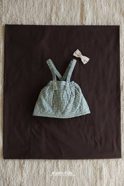 ALADIN18｜(75cm-114cm) 絎縫格紋藍吊帶裙1