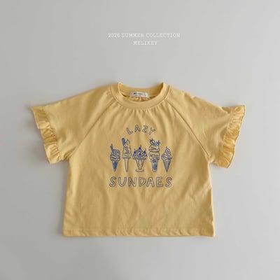 Melikey04｜(75-125cm) 冰淇淋印花荷葉袖上衣5