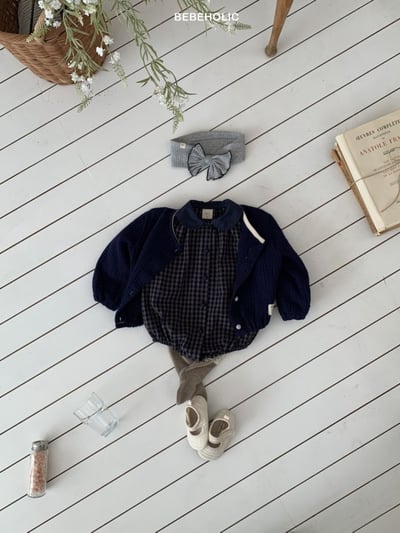 Bebe holic28｜(3m-18m) 格紋有領包屁衣4