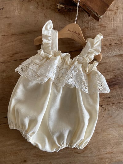 Anne Shirley07｜(3m-22m) 1色荷葉蕾絲無袖包屁衣4