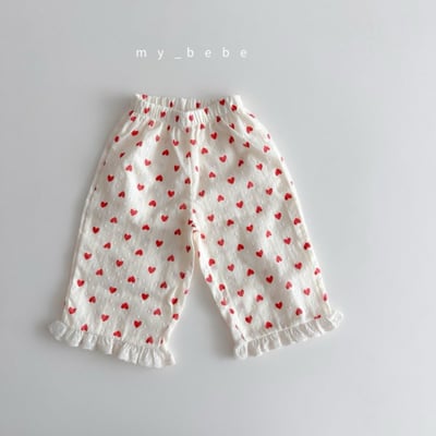 my_bebe30｜(80-120cm) 蕾絲邊直筒長褲7