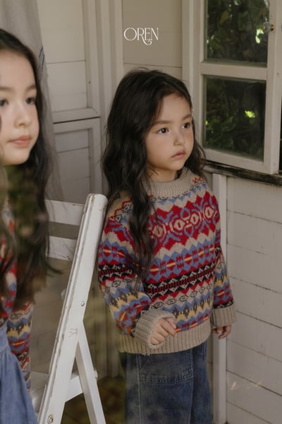 OREN20｜(85-120cm-mom) 復古北歐提花針織毛衣1