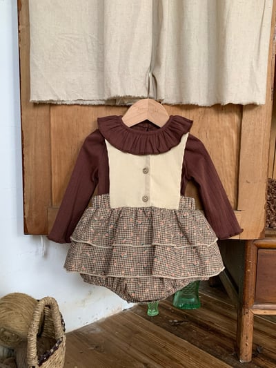 JE621｜(73cm-100cm) 背心碎花包屁裙/荷葉上衣1