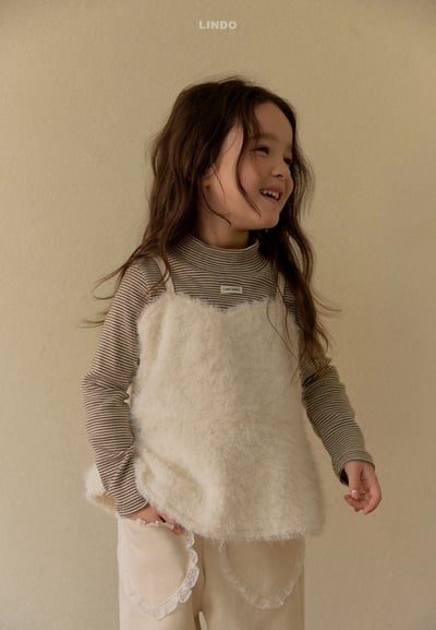 Lindo38｜(80cm-125cm) 毛毛緞帶背心15