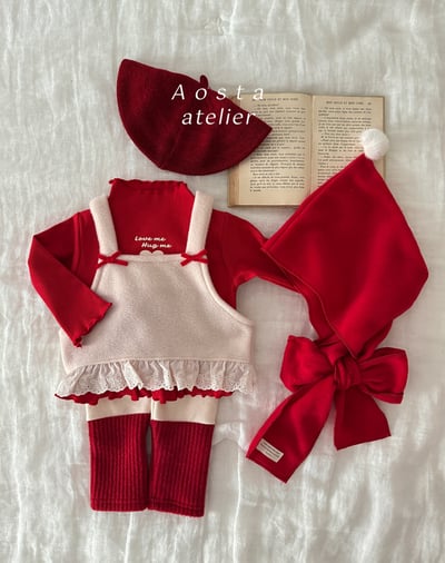 AOSTA22｜(6m-5y) 荷葉捲邊愛心上衣6