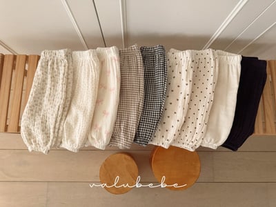 Valubebe67｜(65-90) 棉麻印花縮口褲14