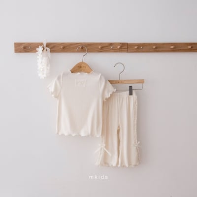 M-KIDS26｜(65-115cm) 蕾絲滾邊蝴蝶結長褲10