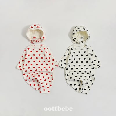 Oottbebe41｜(0m-12m) 甜美愛心連身包屁褲(含帽子)1