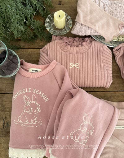 AOSTA60｜(6m-5y) 雪兔蕾絲休閒長褲3