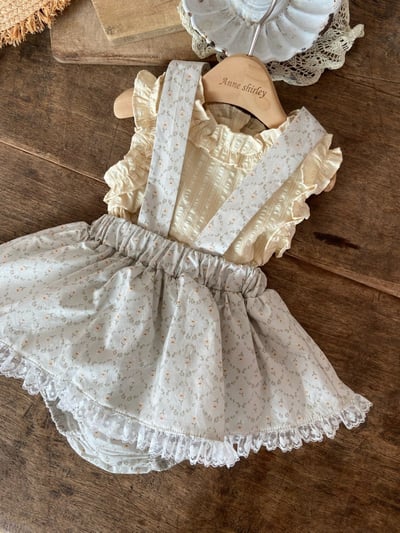 Anne Shirley21｜(3m-22m) 2色碎花玫瑰吊帶包屁裙10