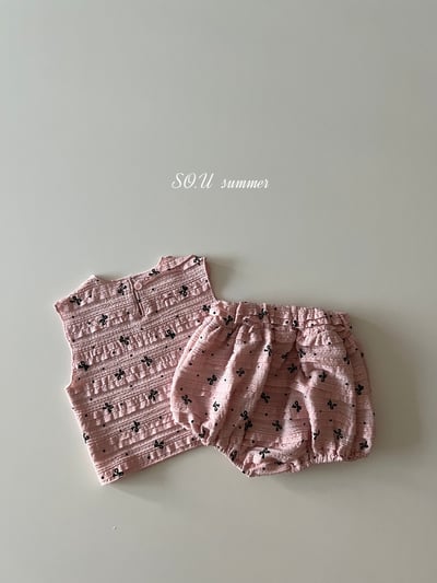 SO.U25｜(6m-18m) 蝴蝶結印花抓皺套裝9