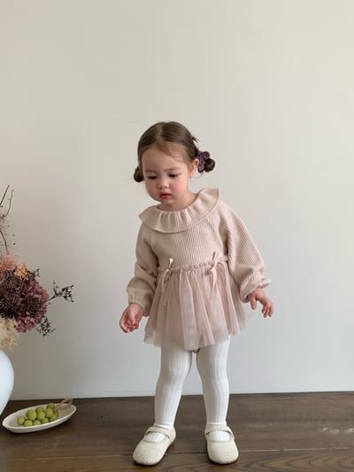 JE617｜(73cm-110cm) 翻領蝴蝶結薄紗包屁衣/羊羔毛背心17