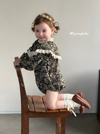 JE712｜(66-90cm) 復古碎花蕾絲花邊套裝6