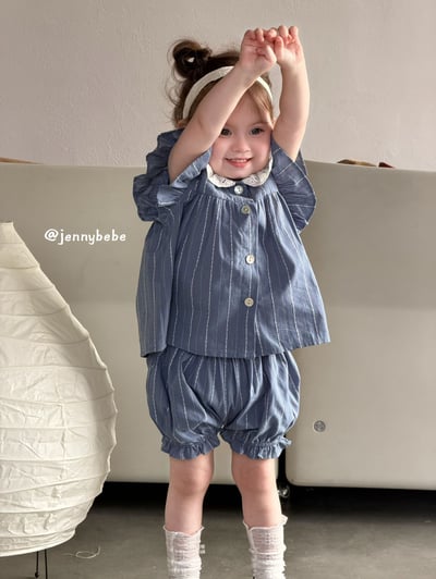 JE724｜(80-110cm) 蕾絲領線條套裝11