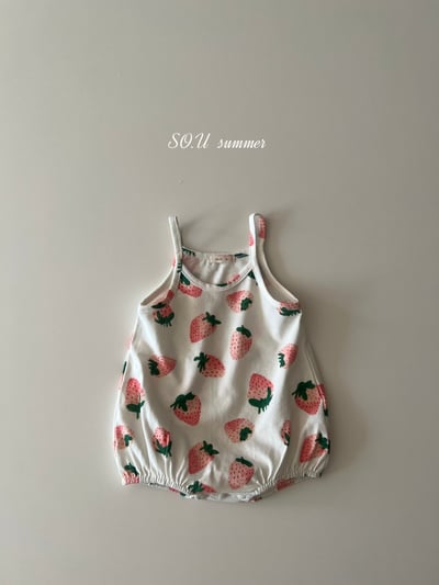 SO.U14｜(6m-18m) 草莓印花無袖包屁衣10