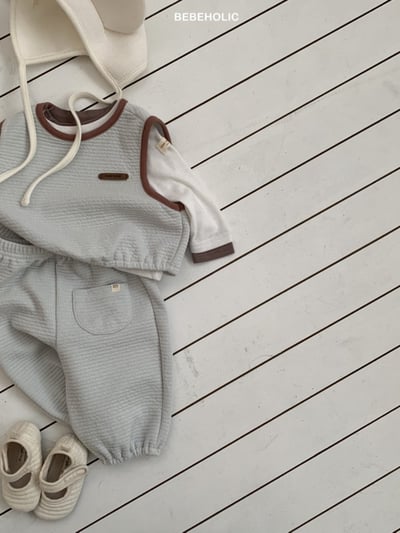 Bebe holic53｜(3m-18m) 滾邊壓紋無袖長褲套裝7