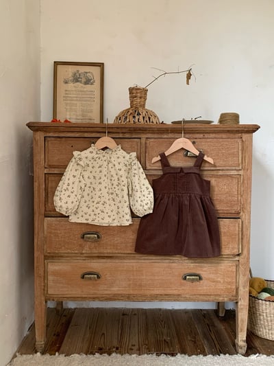 JE589｜(73cm-120cm) 燈芯絨背心洋裝/碎花荷葉上衣8