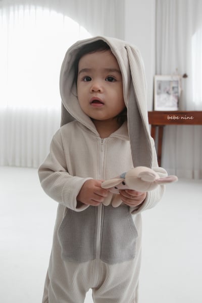 bebe nine29 (65-90) 2色恐龍小兔連帽連身衣9
