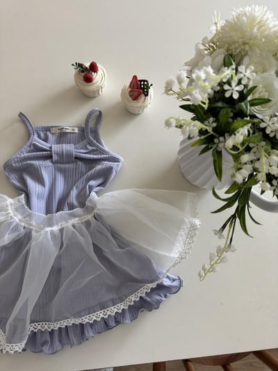 LePetitmot20｜(80-125cm) 蝴蝶結背心連身裙9