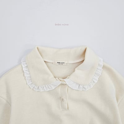 bebe nine35  (65-115) 3色蕾絲荷葉有領上衣23