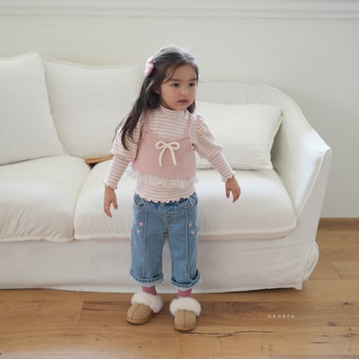 neneru31｜(90cm-115cm) 2色蝴蝶結荷葉小背心4