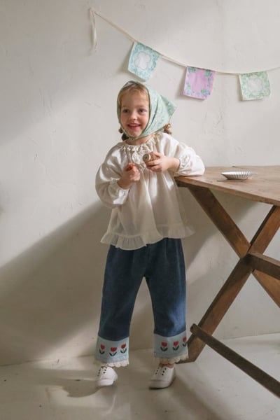 FLO39｜(75-140) 3色法式傘狀荷葉襯衫21