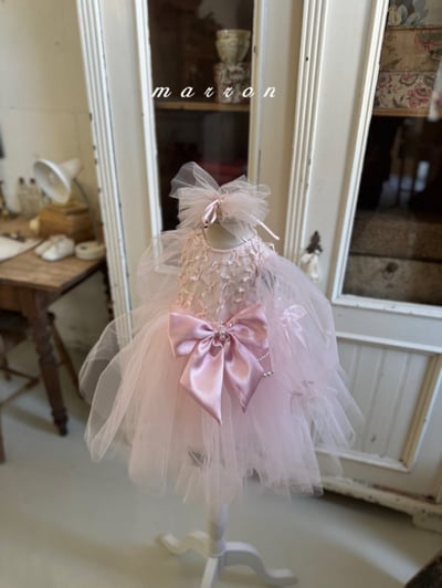 Marron56｜(1y-6y) 絲帶薄紗澎澎洋裝10