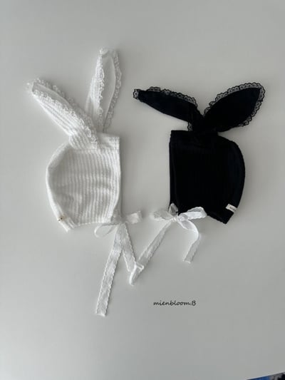 Bloom.b49｜(0m-18m) 蕾絲兔子綁帶帽8