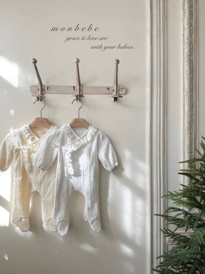 MONBEBE33｜(0m-6m) 蕾絲荷葉連身衣1