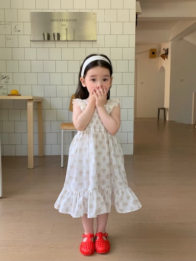 JE35｜(66-130cm) 抓皺碎花包屁衣/洋裝1