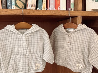 Valubebe 09｜(65-90cm) 格子連帽口袋衣4