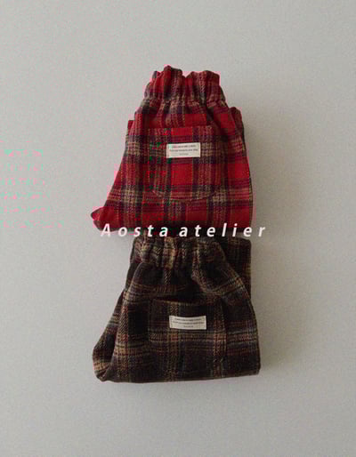 AOSTA31｜(6m-5y) 格紋直筒長褲5