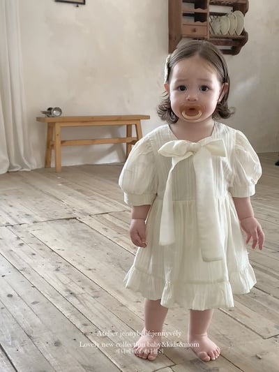 JE13｜(66-120cm) 蝴蝶結緞帶包屁洋裝2