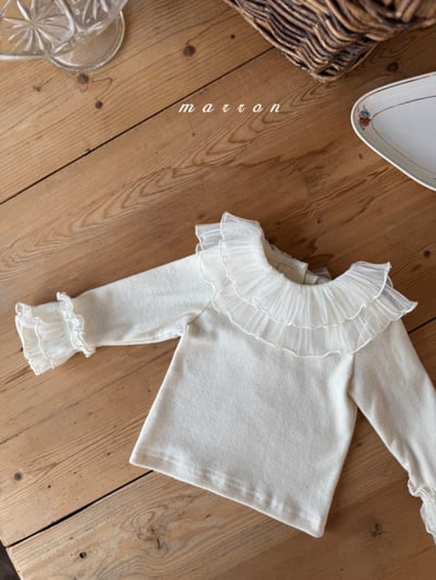 Marron 03｜(1y-6y) 花瓣荷葉薄紗上衣6