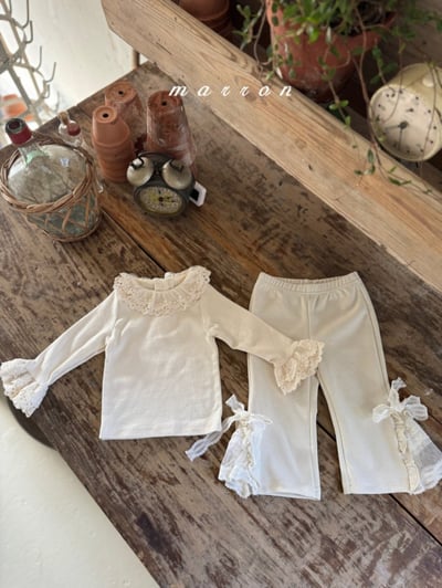 Marron19｜(1y-6y) 蝴蝶結蕾絲開岔長褲9