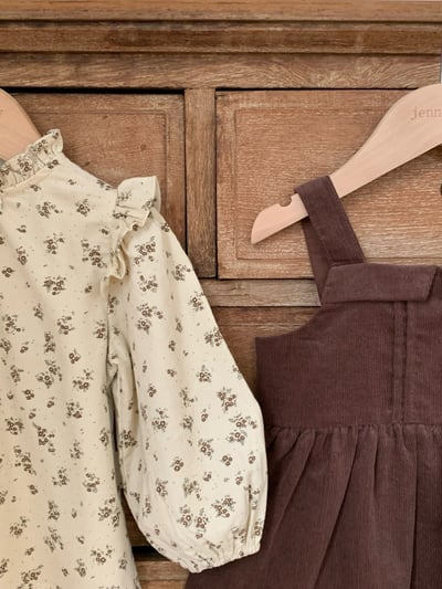 JE589｜(73cm-120cm) 燈芯絨背心洋裝/碎花荷葉上衣9