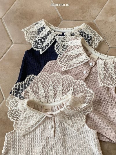Bebe holic39｜(3m-18m) 蕾絲格領無袖上衣3