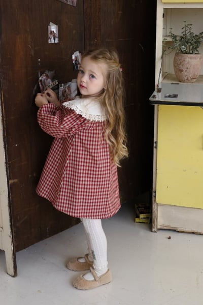 FLO30｜(75-135cm) 2色雪花翻領洋裝7