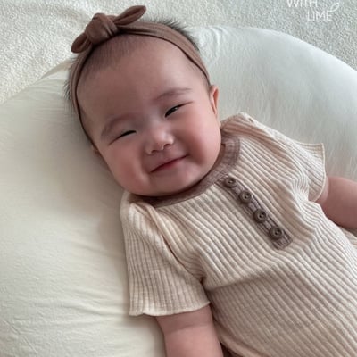 LIME&BLUE04｜(55-80cm)  素色鈕釦包屁衣4