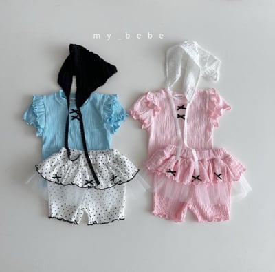 my_bebe20｜(80-120cm) 抓皺無袖緞帶套裝10