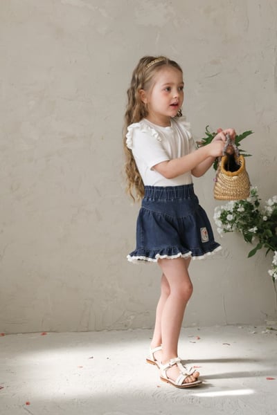 FLO13｜(75-140) 荷葉蕾絲牛仔褲6