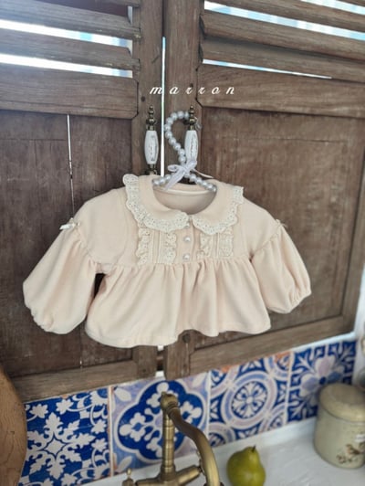 Marron 56｜(3m-18m) 宮廷袖蕾絲領花邊套裝5