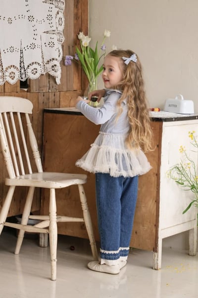 FLO56｜(75-140) 3色薄紗連身洋裝上衣2