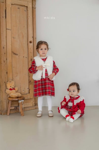 M-KIDS25｜(65-115cm) 1色聖誕格紋洋裝11